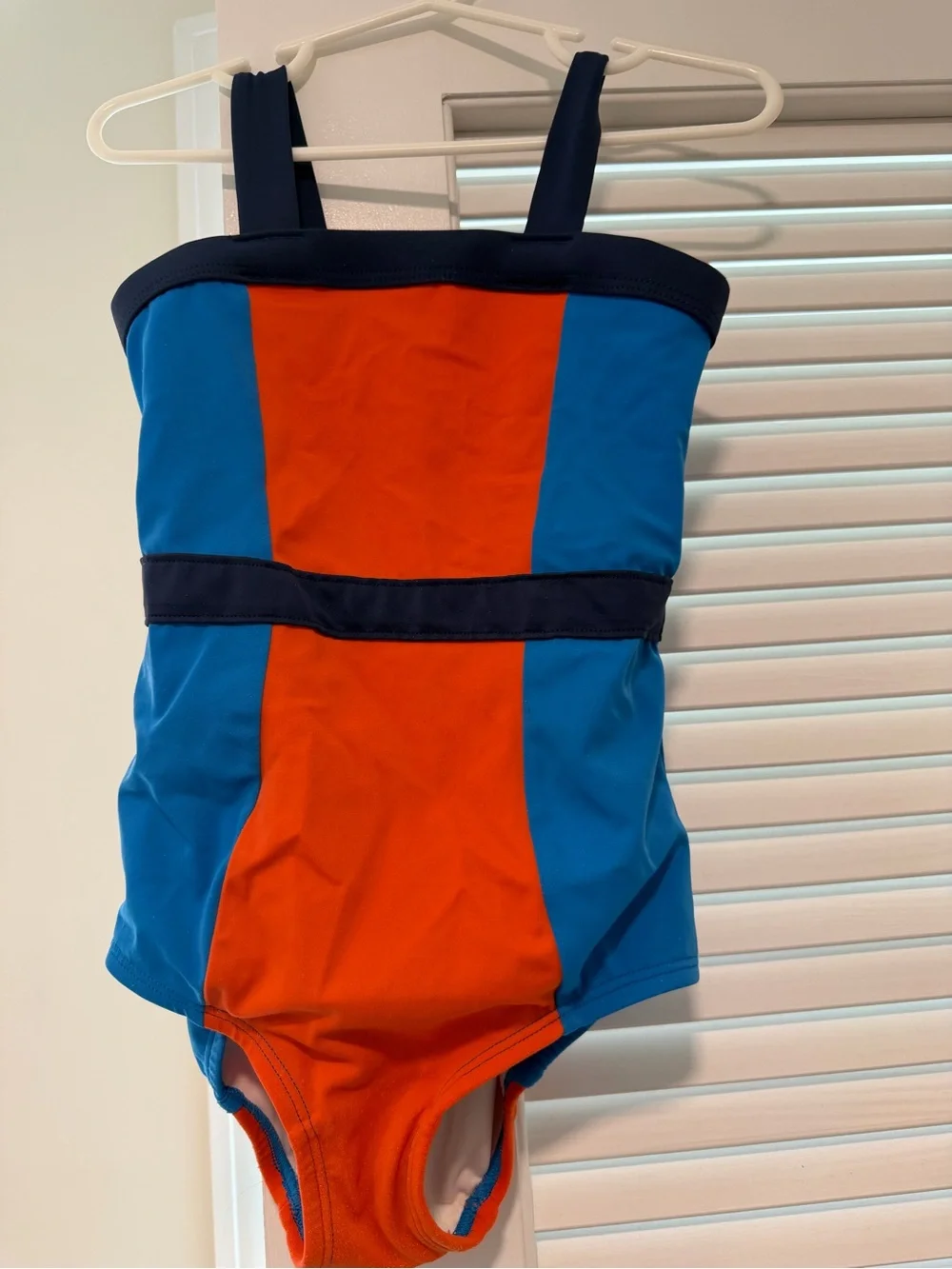 Hanna Andersson Orange & Blue Colorblock One-Piece Swim size 4